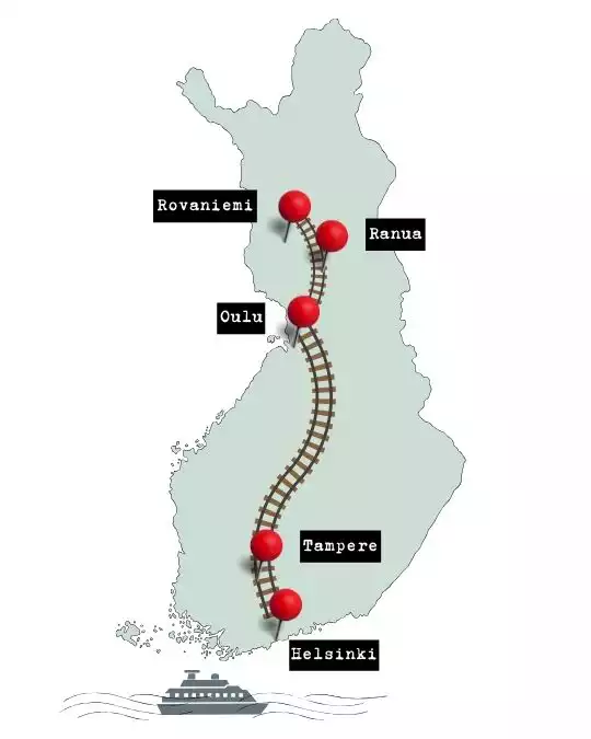 Weihnachtsreise durch Finnland die Route